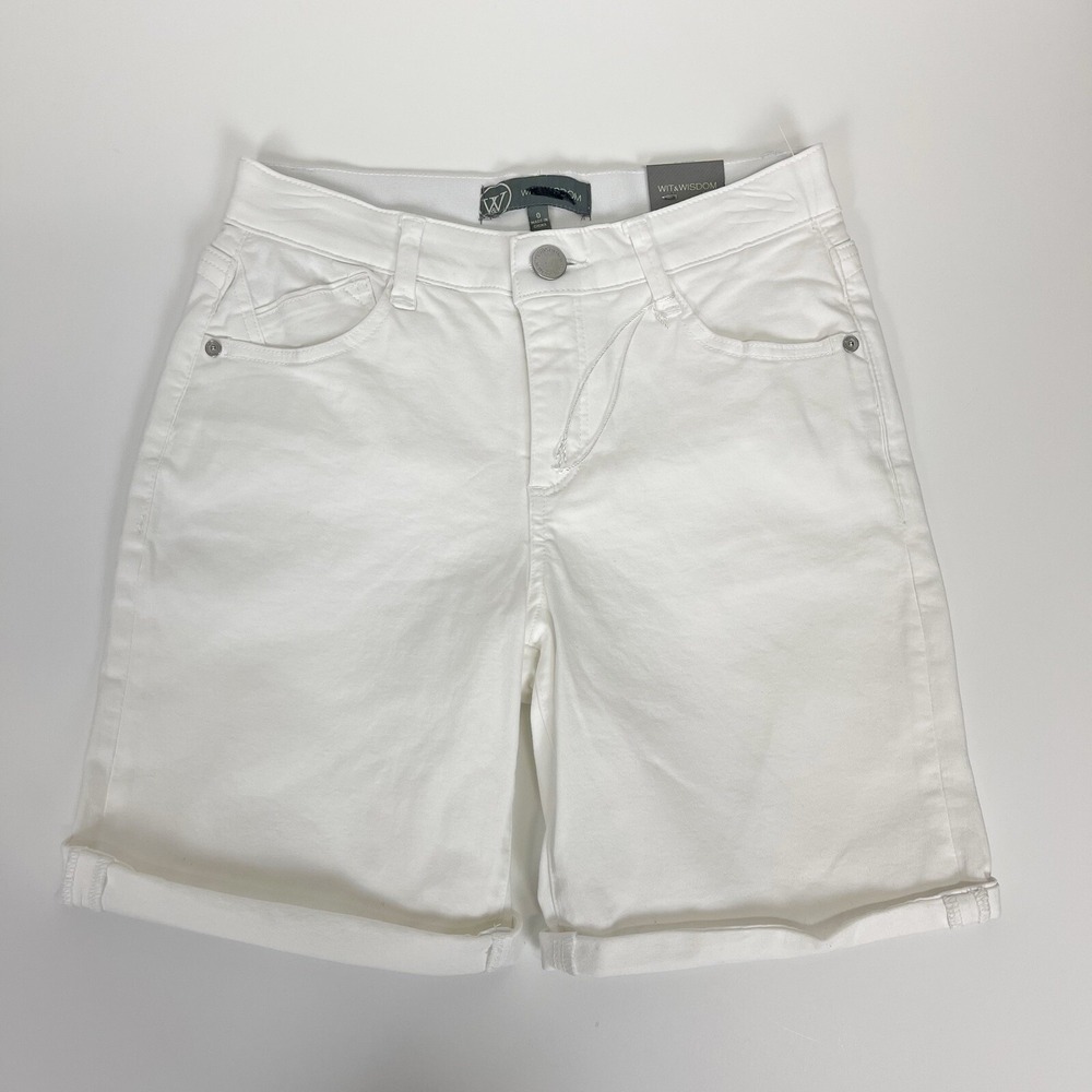 Wit & Wisdom Shorts 0 White Ab-Solution Stretch Twill Mid Length Rolled NWT NEW
